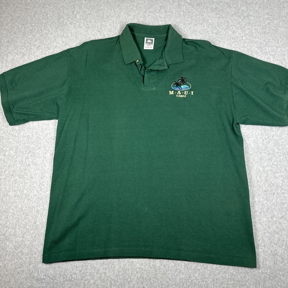 Maui Hawaii Vintage Men's Polo XL Green Heavy Cotton Cotton Deluxe Tag‎ Made USA